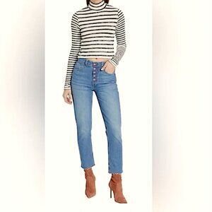 Rag & Bone Nina High Rise Button Fly Raw Hem women's Jeans Size 25